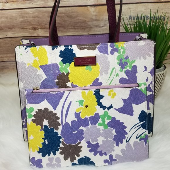 Kate spade sam swing flora medium satchel purple - Picture 13 of 15